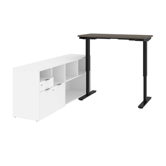 Bestar - I3 Plus 72W L-Shaped Standing Desk in Bark Grey & White - 160885-4717 veiw 1
