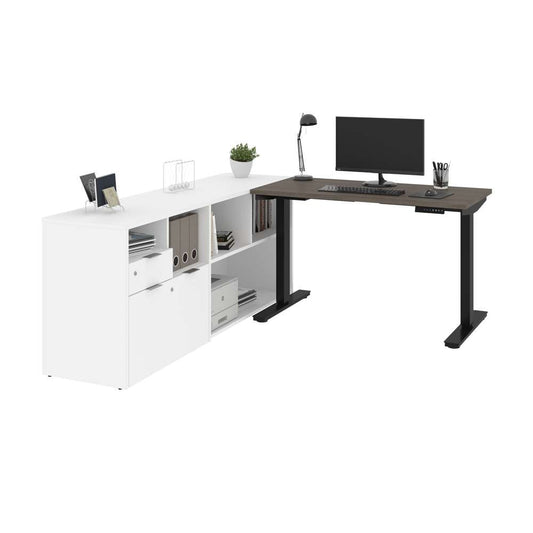 Bestar - I3 Plus 72W L-Shaped Standing Desk in Bark Grey & White - 160885-4717 veiw 2