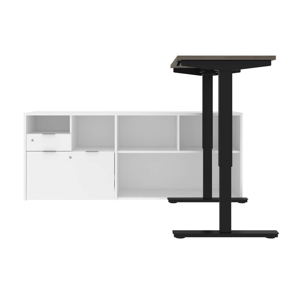 Bestar - I3 Plus 72W L-Shaped Standing Desk in Bark Grey & White - 160885-4717 veiw 4