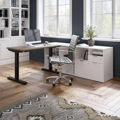 Bestar - I3 Plus 72W L-Shaped Standing Desk in Bark Grey & White - 160885-4717 veiw 7