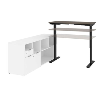 Bestar - I3 Plus 72W L-Shaped Standing Desk in Bark Grey & White - 160885-4717 veiw 8