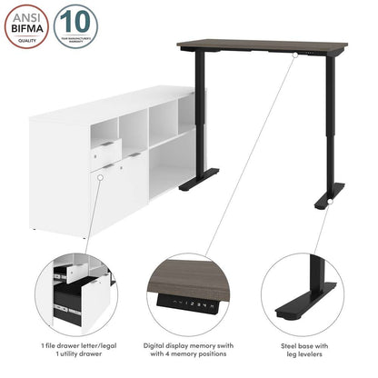 Bestar - I3 Plus 72W L-Shaped Standing Desk in Bark Grey & White - 160885-4717 veiw 9