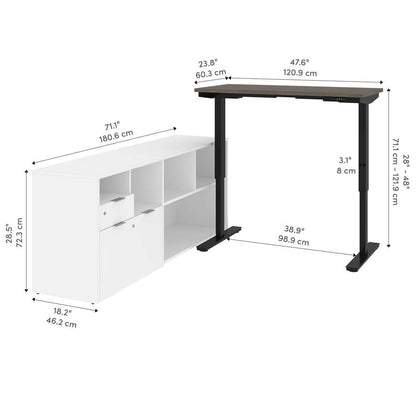 Bestar - I3 Plus 72W L-Shaped Standing Desk in Bark Grey & White - 160885-4717 veiw 11