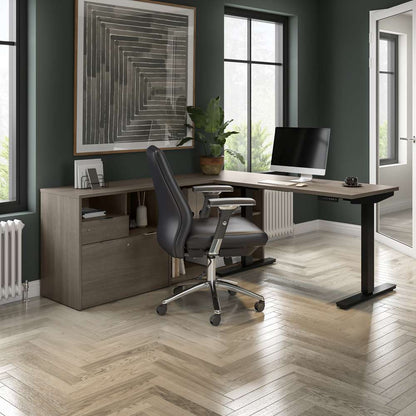 Bestar - I3 Plus 72W L-Shaped Standing Desk in Bark Grey - 160885-47 veiw 7