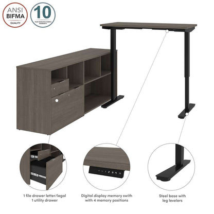 Bestar - I3 Plus 72W L-Shaped Standing Desk in Bark Grey - 160885-47 veiw 9