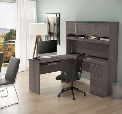 Bestar - Innova 59W 60W L-Shaped Desk with Hutch in Bark Grey - 92421-47 veiw 3