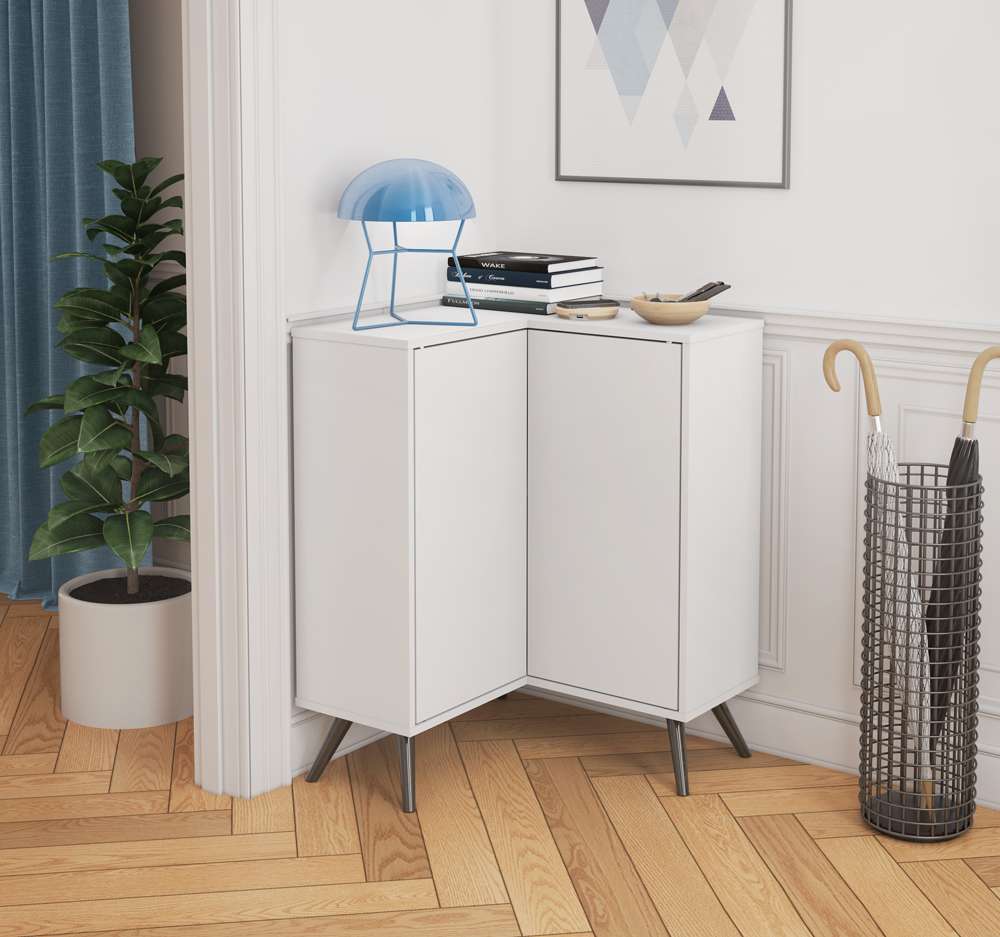 Bestar - Krom 27W Corner Storage Cabinet with Metal Legs in White - 17162-1117 veiw 3