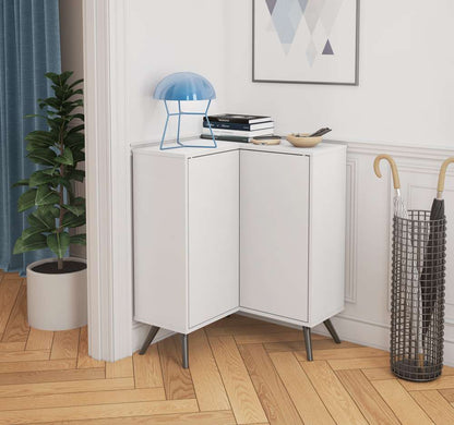 Bestar - Krom 27W Corner Storage Cabinet with Metal Legs in White - 17162-1117 veiw 3