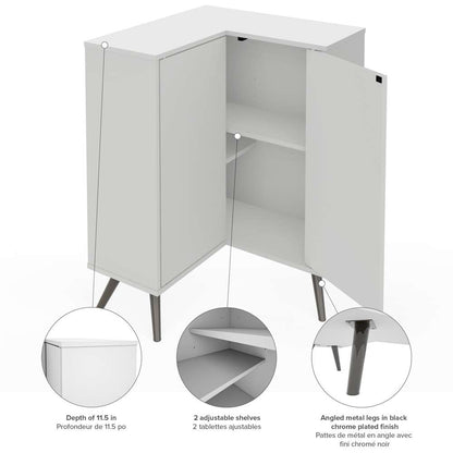 Bestar - Krom 27W Corner Storage Cabinet with Metal Legs in White - 17162-1117 veiw 4