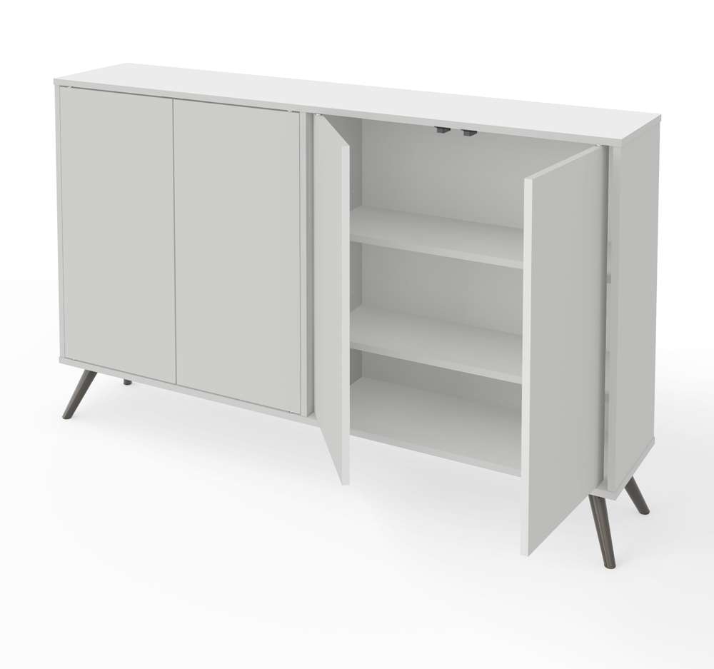 Bestar - Krom 60W Narrow Storage Cabinet with Metal Legs in White - 17164-1117 veiw 2