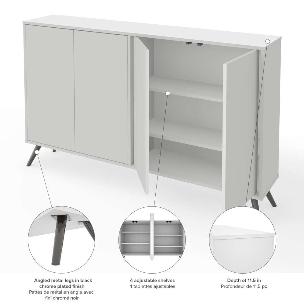 Bestar - Krom 60W Narrow Storage Cabinet with Metal Legs in White - 17164-1117 veiw 4