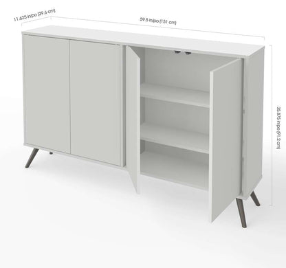 Bestar - Krom 60W Narrow Storage Cabinet with Metal Legs in White - 17164-1117 veiw 5