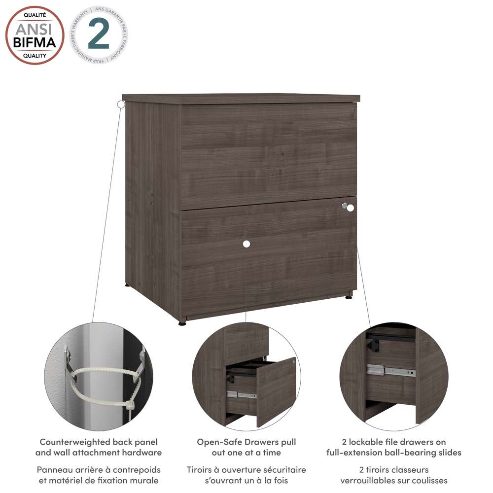 Bestar - Logan 28W 2 Drawer Lateral File Cabinet in Medium Gray Maple - 146600-000141 veiw 6