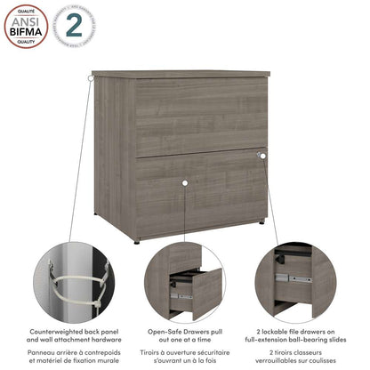 Bestar - Logan 28W 2 Drawer Lateral File Cabinet in Silver Maple - 146600-000142 veiw 6
