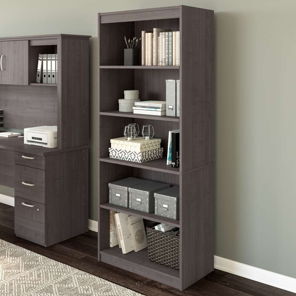 Bestar - Logan 30W 5 Shelf Bookcase in Charcoal Maple - 146700-000140 veiw 5