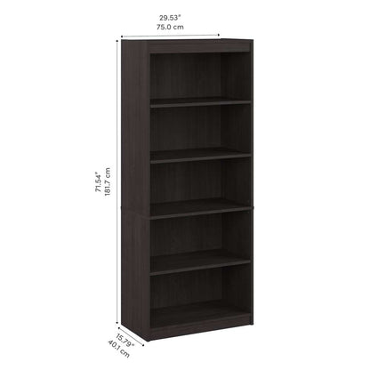 Bestar - Logan 30W 5 Shelf Bookcase in Charcoal Maple - 146700-000140 veiw 8