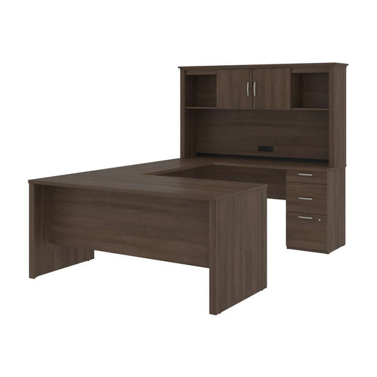 Bestar - Logan 66W U Or L-Shaped Executive Office Desk with Pedestal and Hutch in Antigua - 46410-52 veiw 1