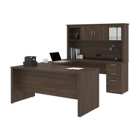 Bestar - Logan 66W U Or L-Shaped Executive Office Desk with Pedestal and Hutch in Antigua - 46410-52 veiw 2