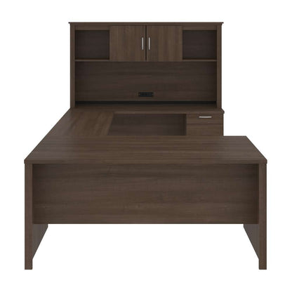 Bestar - Logan 66W U Or L-Shaped Executive Office Desk with Pedestal and Hutch in Antigua - 46410-52 veiw 3
