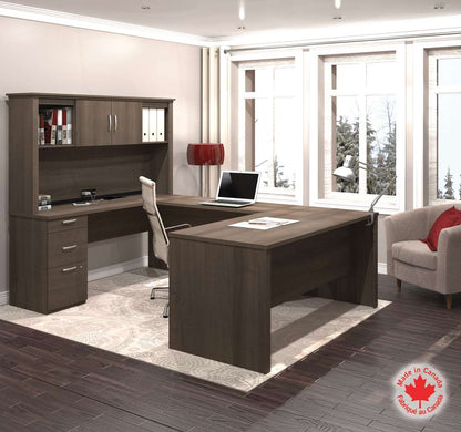 Bestar - Logan 66W U Or L-Shaped Executive Office Desk with Pedestal and Hutch in Antigua - 46410-52 veiw 7
