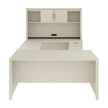 Bestar - Logan 66W U Or L-Shaped Executive Office Desk with Pedestal and Hutch in White Chocolate - 46410-31 veiw 3