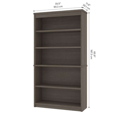 Bestar - Logan 66W U-Shaped Desk with Hutch, Lateral File Cabinet, and Bookcase in Bark Grey - 46851-47 veiw 5