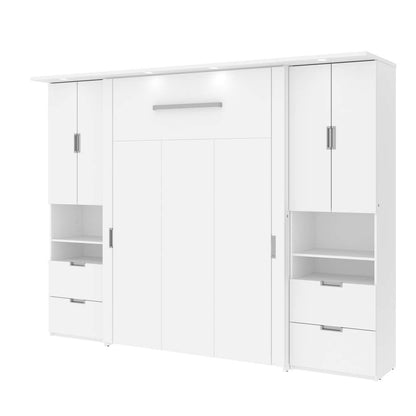 Bestar - Lumina 106W Full Murphy Bed and 2 Shelving Units with Drawers (107W) in White - 85899-17 veiw 1