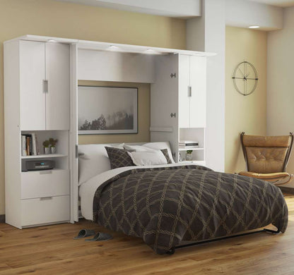 Bestar - Lumina 106W Full Murphy Bed and 2 Shelving Units with Drawers (107W) in White - 85899-17 veiw 3