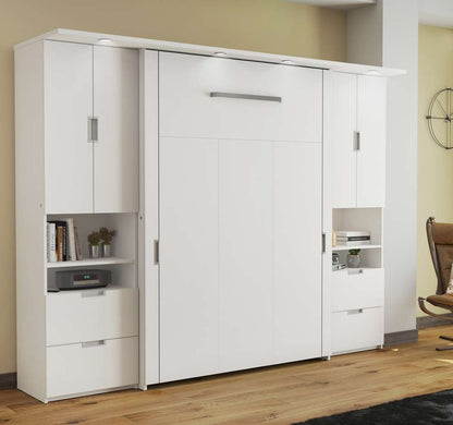 Bestar - Lumina 106W Full Murphy Bed and 2 Shelving Units with Drawers (107W) in White - 85899-17 veiw 4