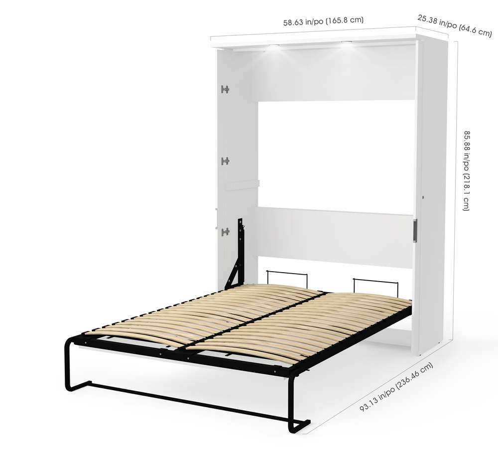 Bestar - Lumina 106W Full Murphy Bed and 2 Shelving Units with Drawers (107W) in White - 85899-17 veiw 5