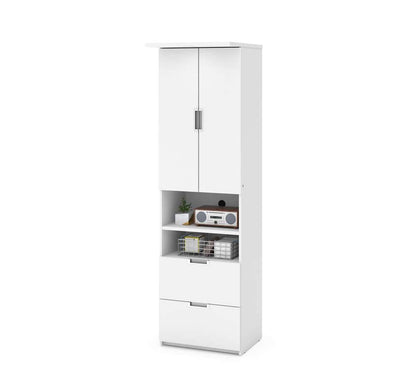 Bestar - Lumina 106W Full Murphy Bed and 2 Shelving Units with Drawers (107W) in White - 85899-17 veiw 6