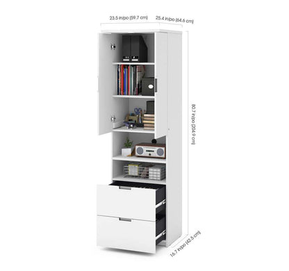 Bestar - Lumina 106W Full Murphy Bed and 2 Shelving Units with Drawers (107W) in White - 85899-17 veiw 7