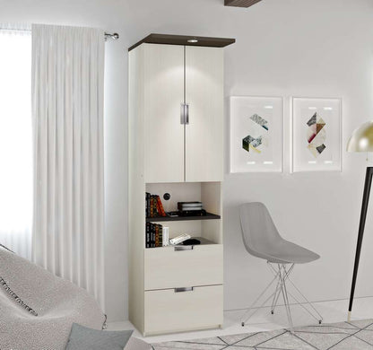 Bestar - Lumina 24W Storage Cabinet with 2 Drawers in White Chocolate - 85160-31 veiw 3