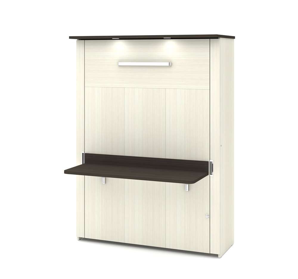 Bestar - Lumina 60W 59W Full Murphy Bed with Desk in White Chocolate - 85183-31 veiw 1