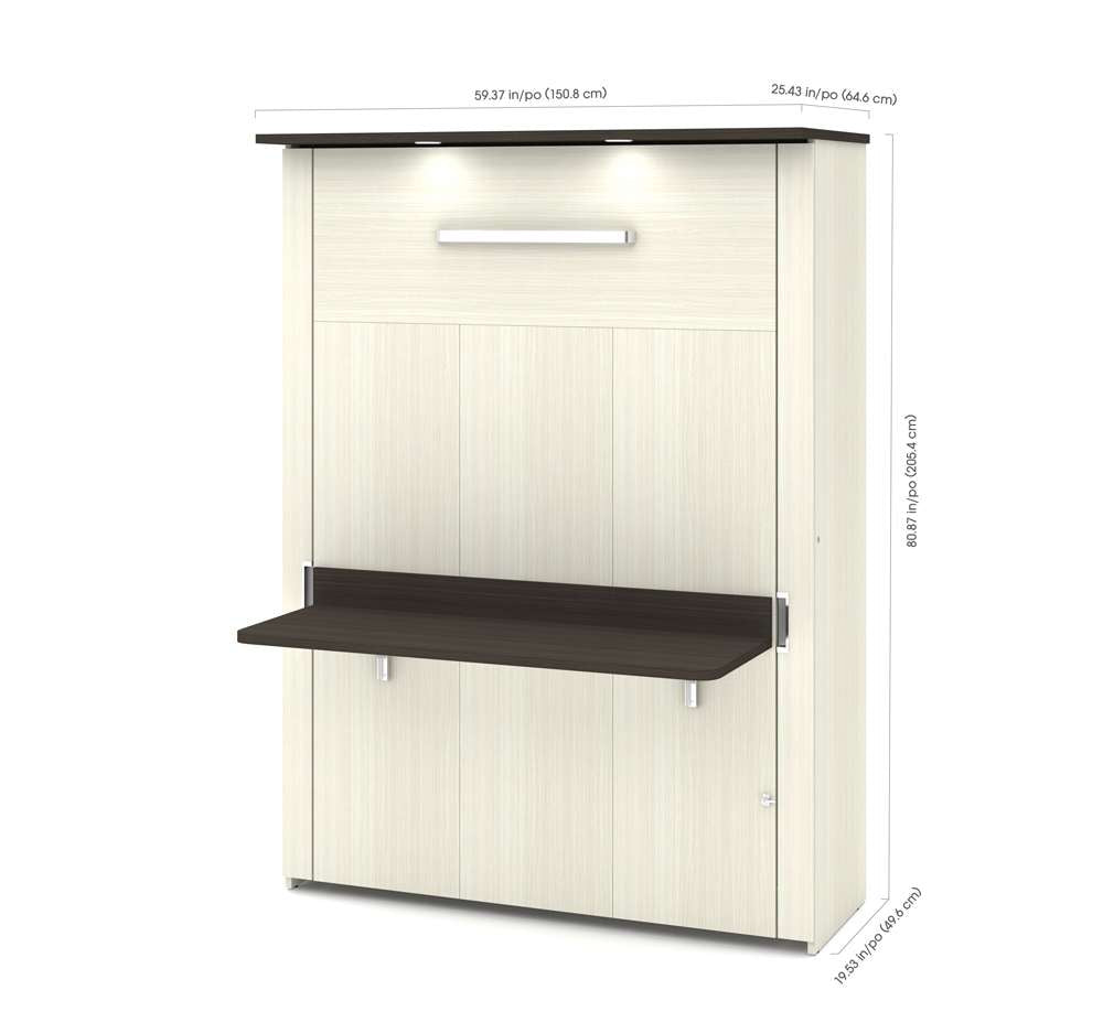 Bestar - Lumina 60W 59W Full Murphy Bed with Desk in White Chocolate - 85183-31 veiw 5