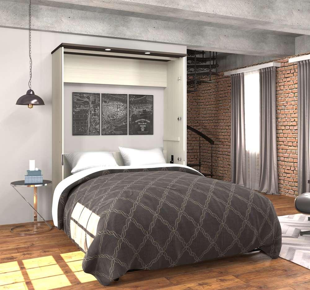 Bestar - Lumina 66W Queen Murphy Bed with Desk in White Chocolate - 85184-31 veiw 3