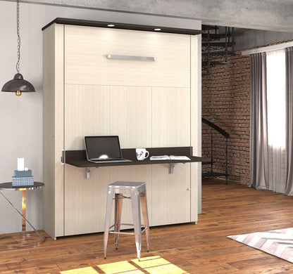 Bestar - Lumina 66W Queen Murphy Bed with Desk in White Chocolate - 85184-31 veiw 4