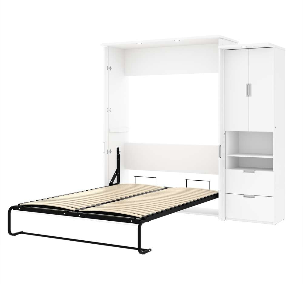 Bestar - Lumina 89W Queen Murphy Bed with Storage Cabinet (90W) in White - 85888-17 veiw 2