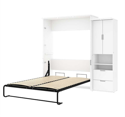 Bestar - Lumina 89W Queen Murphy Bed with Storage Cabinet (90W) in White - 85888-17 veiw 2