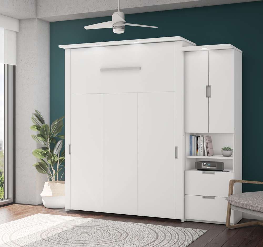 Bestar - Lumina 89W Queen Murphy Bed with Storage Cabinet (90W) in White - 85888-17 veiw 3