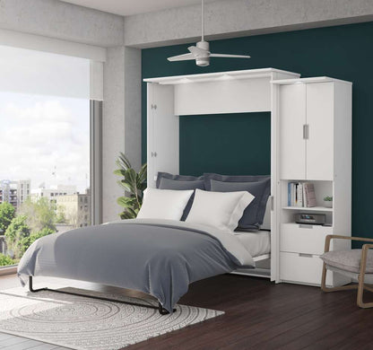 Bestar - Lumina 89W Queen Murphy Bed with Storage Cabinet (90W) in White - 85888-17 veiw 4