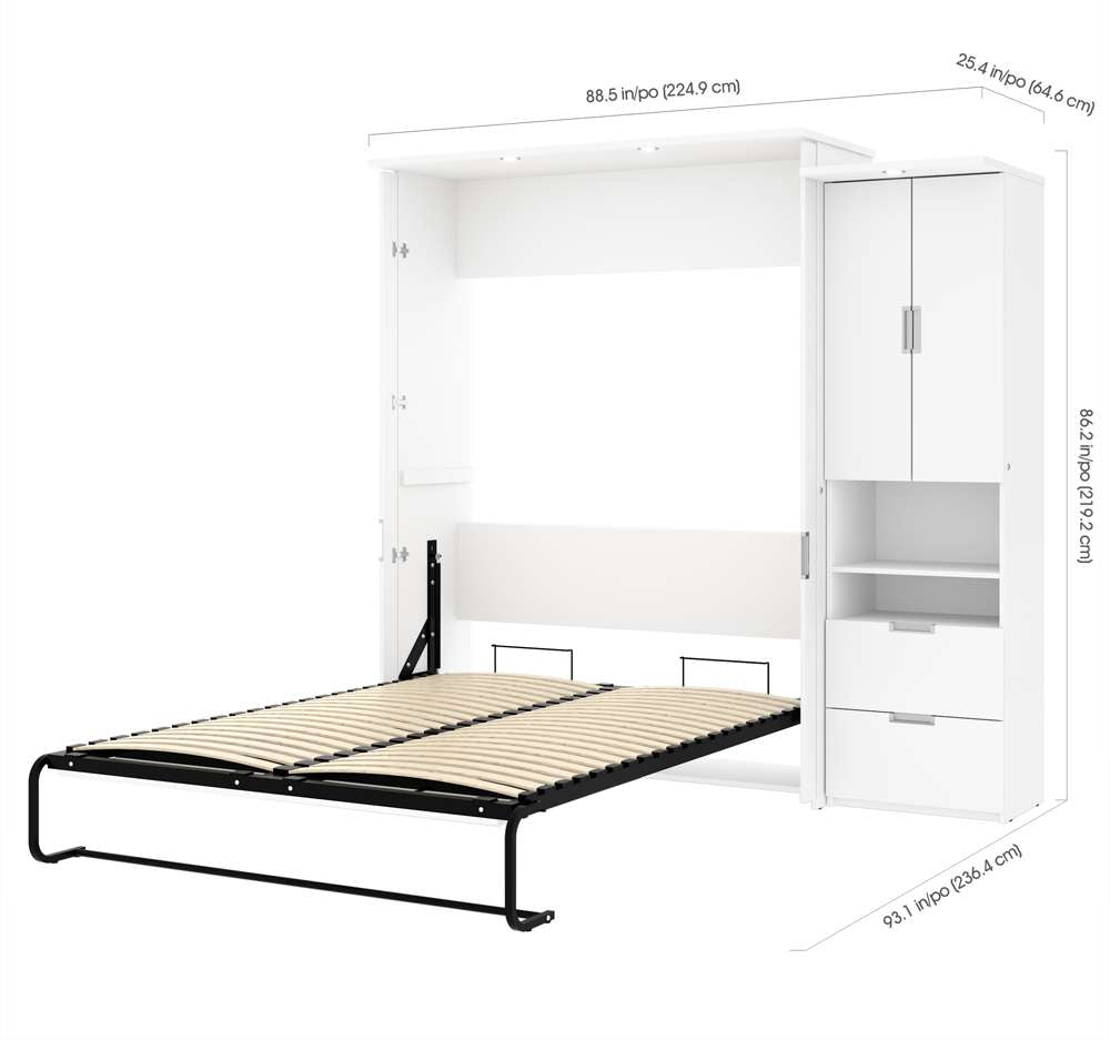 Bestar - Lumina 89W Queen Murphy Bed with Storage Cabinet (90W) in White - 85888-17 veiw 6
