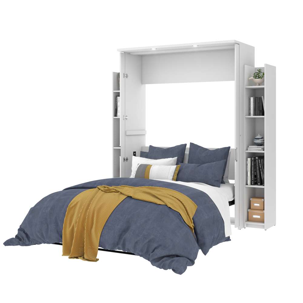 Bestar - Lumina Full Murphy Bed with 2 Shelving Units (79W) in White - 85895-17 veiw 5