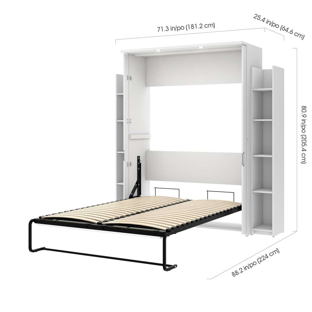 Bestar - Lumina Full Murphy Bed with 2 Shelving Units (79W) in White - 85895-17 veiw 9