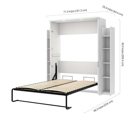 Bestar - Lumina Full Murphy Bed with 2 Shelving Units (79W) in White - 85895-17 veiw 9