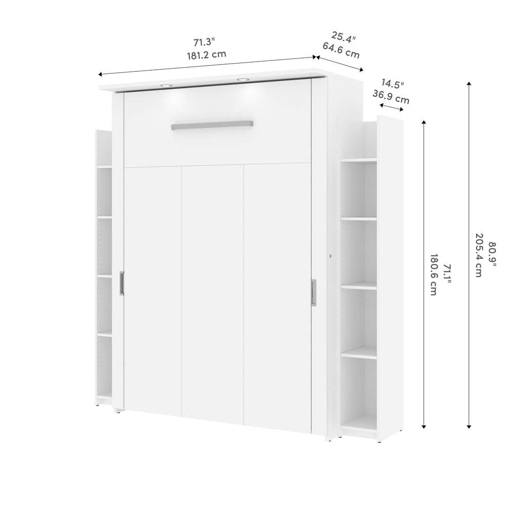 Bestar - Lumina Full Murphy Bed with 2 Shelving Units (79W) in White - 85895-17 veiw 10