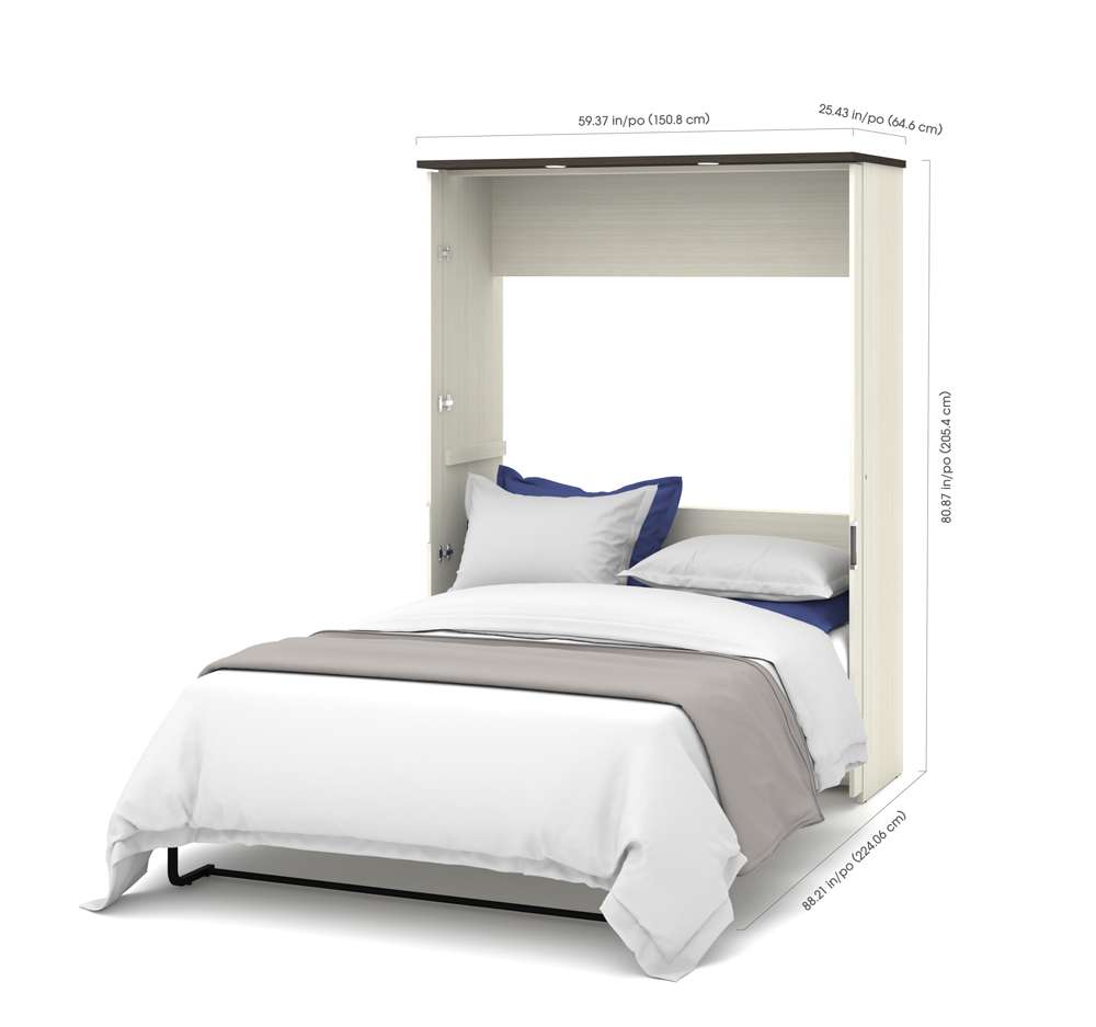 Bestar - Lumina Full Murphy Bed with Desk and 2 Storage Cabinets (107W) in White Chocolate - 85893-31 veiw 6