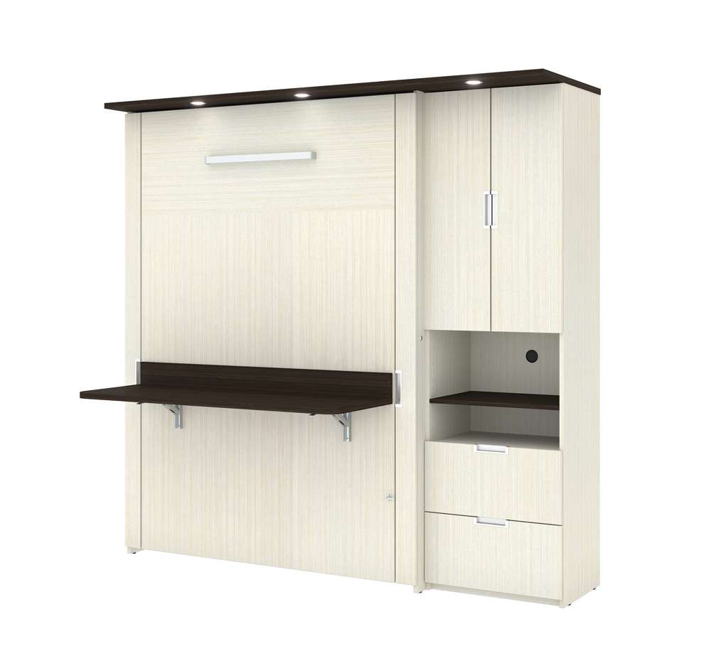 Bestar - Lumina Full Murphy Bed with Desk and Storage Cabinet (83W) in White Chocolate - 85890-31 veiw 1