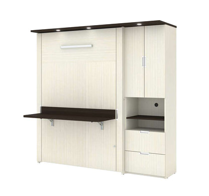 Bestar - Lumina Full Murphy Bed with Desk and Storage Cabinet (83W) in White Chocolate - 85890-31 veiw 1