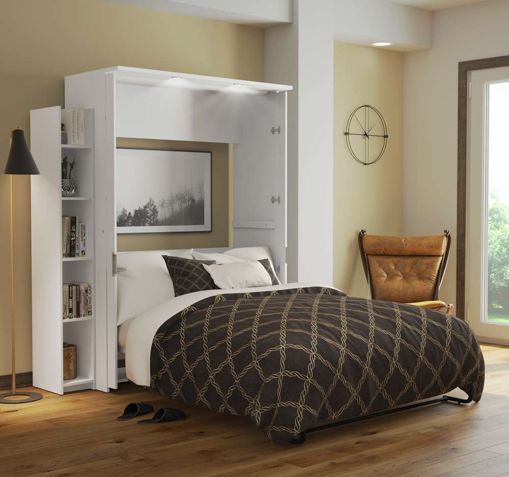 Bestar - Lumina Full Murphy Bed with Shelving Unit (69W) in White - 85894-17 veiw 8